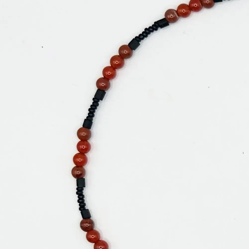 Coastal Cowgirl Carnelian necklace Pendant Western beaded Western Silver Jewelry